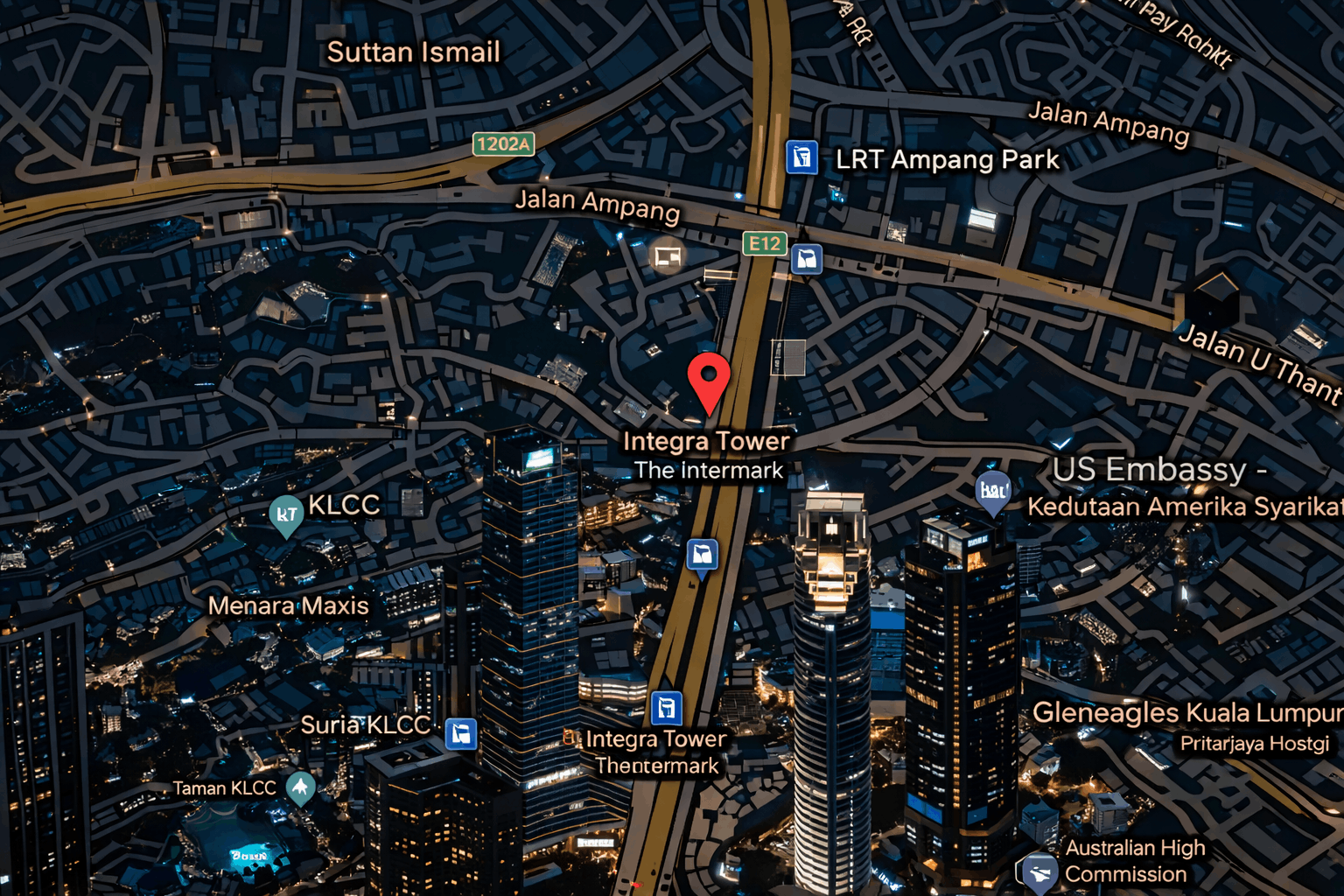 Map: LexNoctis Legal office — Level 28, Integra Tower, 182 Jalan Tun Razak, Kuala Lumpur